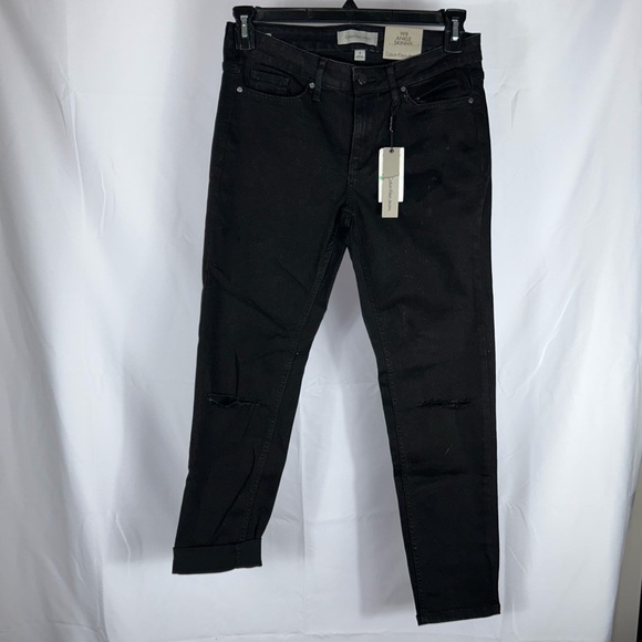 Calvin Klein Jeans Ankle Skinny Leg Mid Rise Cropped Solid Dark Wash Denim Pants - Picture 2 of 7